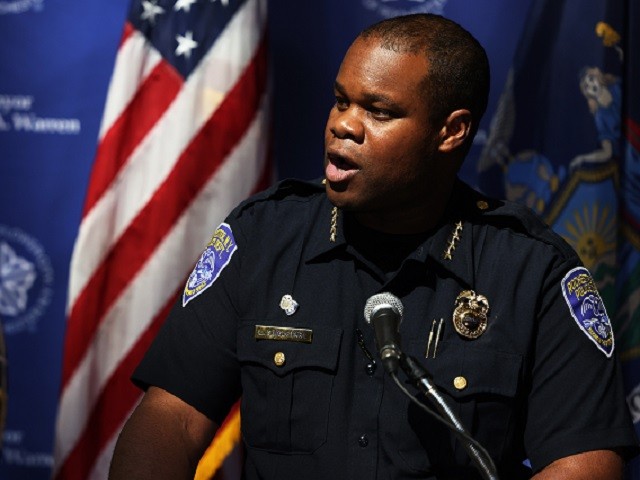 ROCHESTER, NEW YORK - SEPTEMBER 06: Police Chief La'Ron Singletary addresses members of the media during a press conference related to the ongoing protest in the city on September 06, 2020 in Rochester, New York. Daniel Prude died after being arrested on March 23, by Rochester police officers who had placed a "spit hood" over his head and pinned him to the ground while restraining him. Mayor Warren announced a commitment to improve the city's response to mental health crisis. (Photo by Michael M. Santiago/Getty Images)