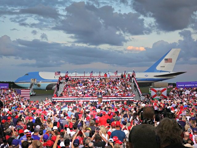 JACKSONVILLE, FLORIDA - SEPTEMBER 24: President Donald Trump speaks during his, 'The Great American Comeback Rally', at Cecil Airport on September 24, 2020 in Jacksonville, Florida. President Trump continues to campaign against Democratic Presidential Candidate Joe Biden. (Photo by Joe Raedle/Getty Images)