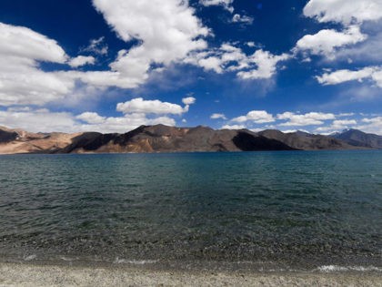 This photo taken on September 14, 2018, shows a general view of the Pangong Lake in Leh di