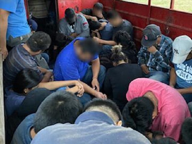 Border Patrol agents find 42 migrants packed in a stolen horse trailer near an interior im