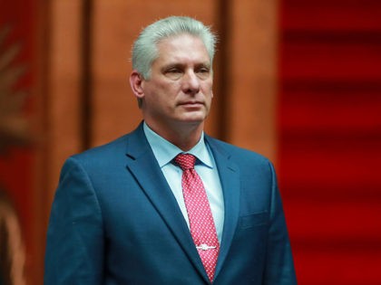MEXICO CITY, MEXICO - OCTOBER 17: Miguel Diaz Canel, President of Cuba poses during a state visit to Mexico at Palacio Nacional on October 17, 2019 in Mexico City, Mexico. (Photo by Hector Vivas/Getty Images)
