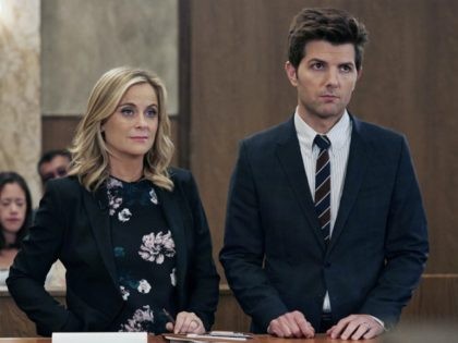 Adam Scott and Amy Poehler in Parks and Recreation (2009) Titles: Parks and Recreation, Gryzzlbox People: Adam Scott, Amy Poehler Photo by NBC/Ben Cohen - © 2014 NBCUniversal Media, LLC