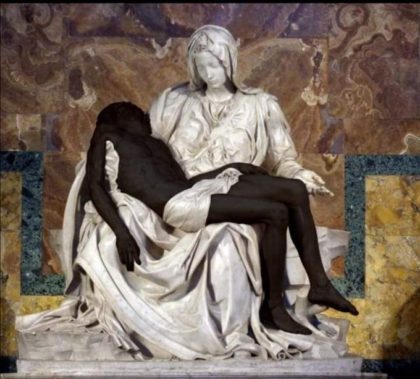 Pieta statue with black Jesus