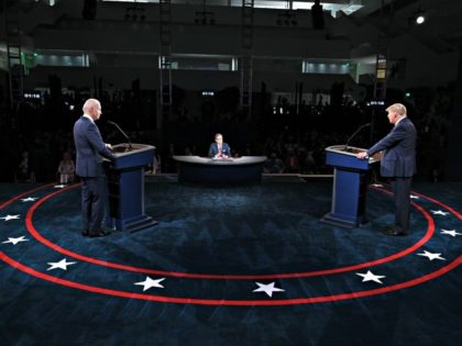 CLEVELAND, OHIO - SEPTEMBER 29: U.S. President Donald Trump and Democratic presidential no