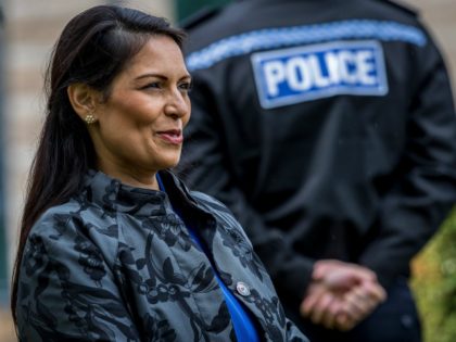Britain's Home Secretary Priti Patel visits the North Yorkshire Police headquarters in Northallerton, northeast England on July 30, 2020. (Photo by Charlotte Graham / POOL / AFP) (Photo by CHARLOTTE GRAHAM/POOL/AFP via Getty Images)