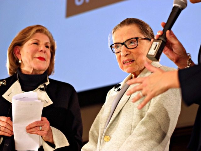 NPR's Nina Totenberg, left, and U.S. Supreme Court Justice Ruth Bader Ginsburg are thanked by Whitney W. Donhauser, president of the Museum of the City of New York, after participating in the David Berg Distinguished Speakers Series Saturday, Dec. 15, 2018, in New York. NPR legal correspondent Totenberg led a …