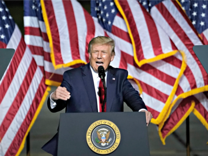 NEWPORT NEWS, VA - SEPTEMBER 25: U.S. President Donald Trump speaks during a campaign rally at Newport News/Williamsburg International Airport on September 25, 2020 in Newport News, Virginia. President Trump is scheduled to announce his nomination to the Supreme Court to replace the late Justice Ruth Bader Ginsburg on Saturday …