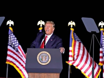 President Donald Trump speaks at a rally at Minden-Tahoe Airport in Minden, Nev., Saturday