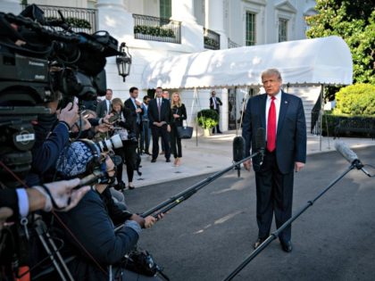 WASHINGTON, DC - SEPTEMBER 19: U.S. President Donald Trump speaks to members of the press prior to his departure from the White House on September 19, 2020 in Washington, DC. President Trump is traveling to North Carolina for a campaign rally. (Photo by Sarah Silbiger/Getty Images)