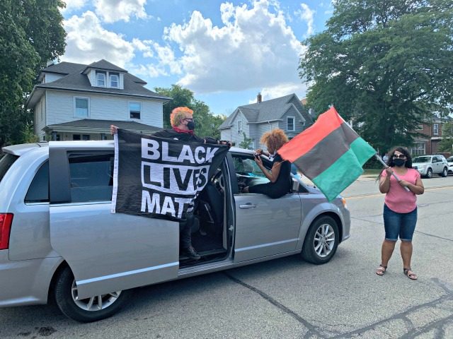 Van with BLM Flag