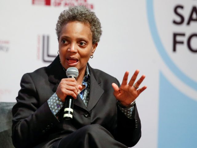 Chicago mayoral candidate Lori Lightfoot speaks during a forum on crime and violence at University of Chicago Institute of Politics, Harris School of Public Policy and Crime Lab in Chicago on March 13, 2019. (Photo by Kamil Krzaczynski / AFP) (Photo by KAMIL KRZACZYNSKI/AFP via Getty Images)