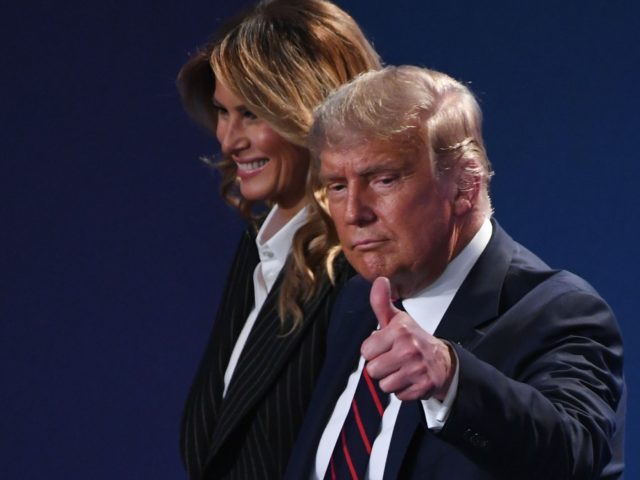 US President Donald Trump and US First Lady Melania Trump leave after the first presidenti
