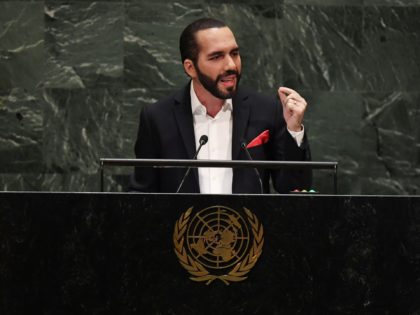 Salvadoran President Nayib Armando Bukele speaks during the 74th Session of the General Assembly at UN Headquarters in New York on September 26, 2019. (Photo by TIMOTHY A. CLARY / AFP) (Photo credit should read TIMOTHY A. CLARY/AFP via Getty Images)