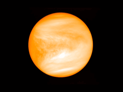 This May 2016 photo provided by researcher Jane Greaves shows the planet Venus, seen from the Japan Aerospace Exploration Agency's Akatsuki probe. A report released on Monday, Sept. 14, 2020 says astronomers have found a potential signal of life high in the atmosphere of our nearest neighboring planet. (J. Greaves/Cardiff …