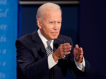 CLEVELAND, OHIO - SEPTEMBER 29: Democratic presidential nominee Joe Biden participates in the first presidential debate against U.S. President Donald Trump at the Health Education Campus of Case Western Reserve University on September 29, 2020 in Cleveland, Ohio. This is the first of three planned debates between the two candidates …
