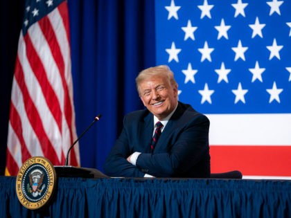 President Donald J. Trump participates at a roundtable on donating plasma Thursday, July 30, 2020, at the American Red Cross-National Headquarters in Washington, D.C. (Official White House Photo by Tia Dufour)