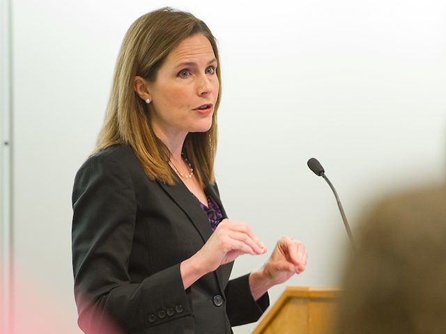 Amy Coney Barrett teaching a class at Notre Dame Law School. (Photo Courtesy of the Univer