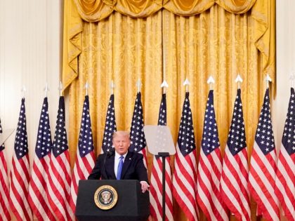 WASHINGTON, DC - SEPTEMBER 23: U.S. President Donald Trump delivers remarks in honor of Ba