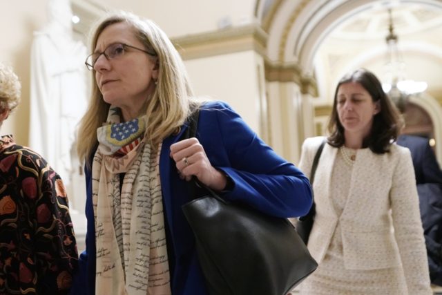 In this Dec. 18, 2019 file photo, Rep Abigail Spanberger D-Va., left, and Rep Elaine Luria. D-Va., walk at the Capitol in Washington. The U.S. Chamber of Commerce has decided to endorse 23 freshmen House Democrats in this fall’s elections. The move represents a gesture of bipartisanship by the nation's …