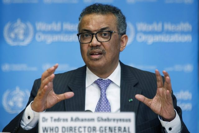 In this Monday, March 9, 2020 file photo, Tedros Adhanom Ghebreyesus, Director General of the World Health Organization speaks during a news conference on updates regarding COVID-19, at the WHO headquarters in Geneva, Switzerland. The head of the World Health Organization said the U.N. health agency would not recommend any …