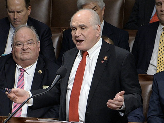 Rep, Mike Kelly, R-Pa., speaks as the House of Representatives debates the articles of impeachment against President Donald Trump at the Capitol in Washington, Wednesday, Dec. 18, 2019. (House Television via AP)