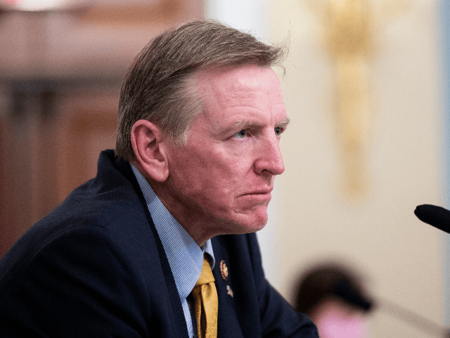 Rep. Paul Gosar, R-Ariz., questions Gregory Acting U.S. Park Police Chief Gregory T. Monahan, during a House Natural Resources Committee hearing on actions taken on June 1, 2020 at Lafayette Square, Tuesday, July 28, 2020 on Capitol Hill in Washington. (Bill Clark/Pool via AP)