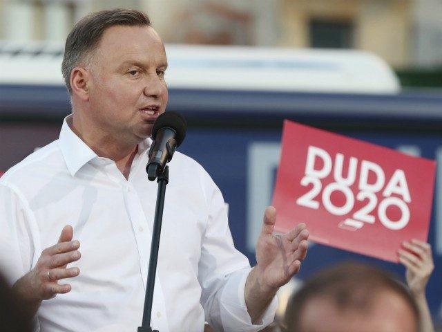 In this Tuesday, July 7, 2020 photo Poland's incumbent president Andrzej Duda, who is seek