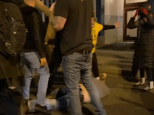 Antifa brutally kicks a man on the ground in Vancouver, WA. (Twitter Video Screenshot)