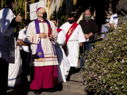 Archbishop Salvatore Cordileone performs exorcism rite outside Church of Saint Raphael