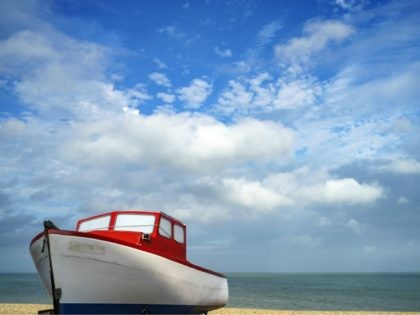 DEAL, UNITED KINGDOM - SEPTEMBER 03: A fishing boat sits on the shingle beach on September 03, 2020 in Deal, United Kingdom. (Photo by Christopher Furlong/Getty Images)