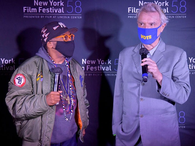 NEW YORK, NEW YORK - OCTOBER 04: (L-R) Director Spike Lee and David Byrne introduce the NY