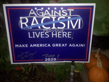 Defaced Racism Lives Here (Courtesy Beth Slanie)