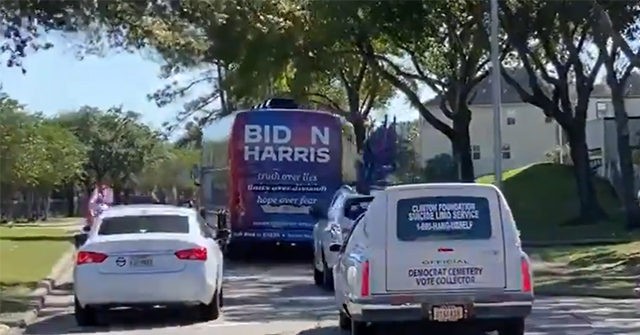 Biden Bus Runs Red Light to Flee 'Democrat Cemetery Vote Collector' Hearse