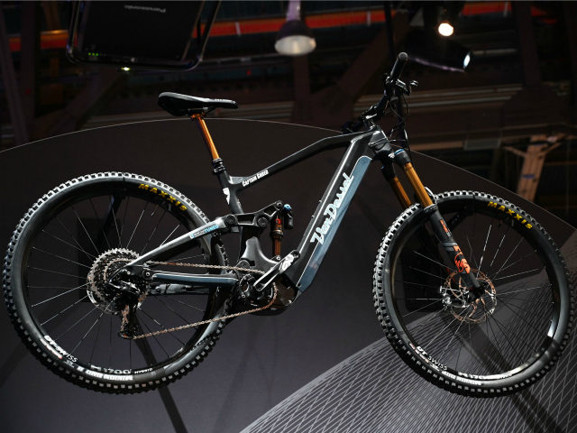 The Van Dessel electric mountain bike is displayed at the Panasonic booth at CES 2019 cons