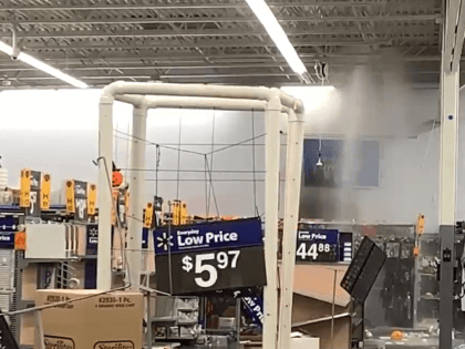 Looters broke water pipes in a Philadelphia Walmart Store leading to massive flooding. (Twitter Video Screenshot/Steve Keeley)