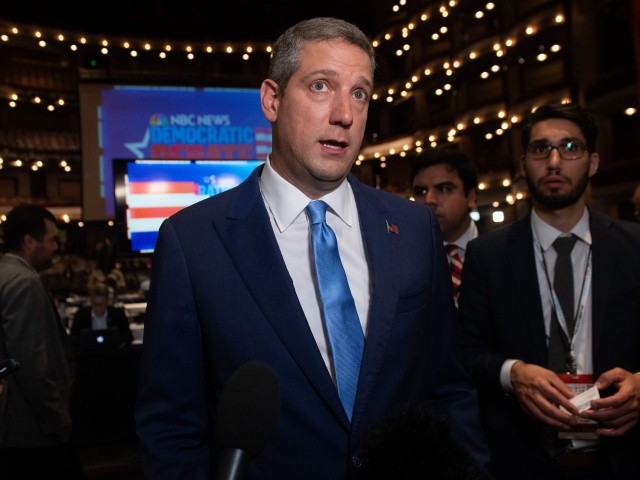 Democratic presidential hopeful US Representative for Ohio's 13th congressional district Tim Ryan speaks to the press in the Spin Room after participating in the first Democratic primary debate of the 2020 presidential campaign season hosted by NBC News at the Adrienne Arsht Center for the Performing Arts in Miami, Florida, June 26, 2019. (Photo by SAUL LOEB / AFP) (Photo credit should read SAUL LOEB/AFP via Getty Images)