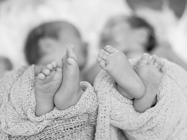 Baby Twins Feet, black and white