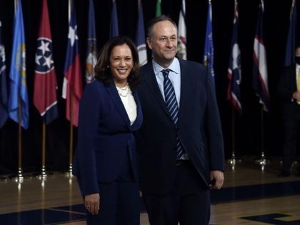 Democratic vice presidential running mate, US Senator Kamala Harris and her husband Dougla