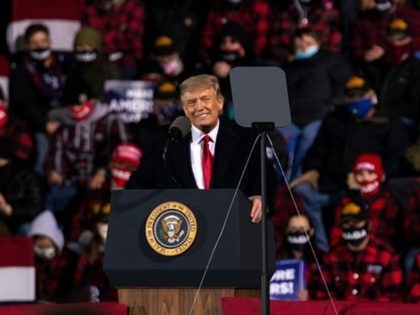 DULUTH, MN - SEPTEMBER 30: President Donald Trump speaks during a campaign rally at the Duluth International Airport on September 30, 2020 in Duluth, Minnesota. The rally is Trump's first after last night's Presidential Debate. (Photo by Stephen Maturen/Getty Images)