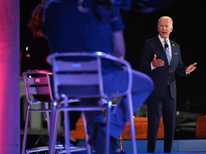 Democratic presidential nominee and former Vice President Joe Biden participates in an NBC