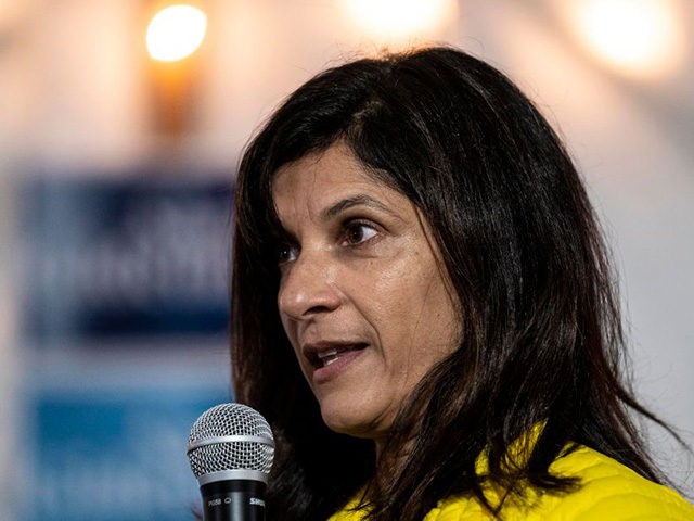 CAMDEN, ME - OCTOBER 07: Maine Speaker of the House Sara Gideon speaks to voters at a "Supper with Sara" event at the Camden Snow Bowl on October 7, 2020 in Camden, Maine. Gideon is running against Sen. Susan Collins for U.S. Senate. (Photo by Sarah Rice/Getty Images)