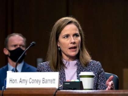 WASHINGTON, DC - OCTOBER 14: Supreme Court nominee Amy Coney Barrett appears before the Se