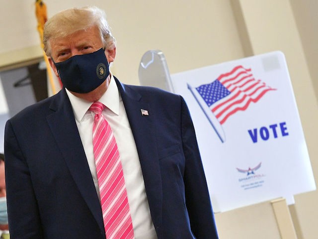 US President Donald Trump leaves the polling station after casting his ballot at the Palm