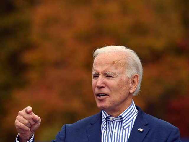 Democratic presidential candidate Joe Biden speaks at a drive-in rally on the Bucks County Community College's Lower Bucks campus in Bristol, Pennsylvania, on October 24, 2020. (Photo by ANGELA WEISS / AFP) (Photo by ANGELA WEISS/AFP via Getty Images)