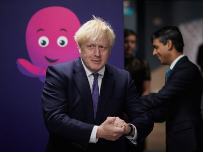 LONDON, ENGLAND - OCTOBER 05: Prime Minister Boris Johnson and Chancellor Rishi Sunak visit the headquarters of Octopus Energy on October 05, 2020 in London, England. The prime minister and Chancellor of Exchequer Rishi Sunak visited the British "tech unicorn" - a startup company valued at more than USD$1 billion …