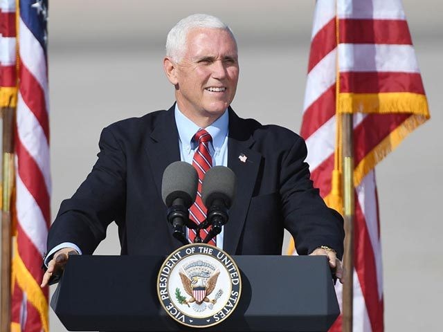 BOULDER CITY, NEVADA - OCTOBER 08: U.S. Vice President Mike Pence speaks at a rally at the Boulder City Airport on October 8, 2020 in Boulder City, Nevada. Pence has increased his campaigning for the election since President Donald Trump was diagnosed with COVID-19 and is unable to hold rallies. …