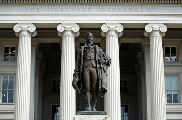 WASHINGTON - SEPTEMBER 19: A statue of the first United States Secretary of the Treasury