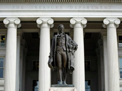 WASHINGTON - SEPTEMBER 19: A statue of the first United States Secretary of the Treasury Alexander Hamilton stands in front of the U.S. Treasury September 19, 2008 in Washington, DC. Treasury Secretary Henry Paulson announced that the Treasury will insure money market mutual funds as one part of a massive …