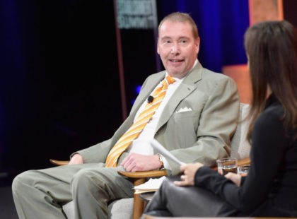 BEVERLY HILLS, CA - OCTOBER 03: CEO of DoubleLine Capital Jeffrey Gundlach and Contributing Editor at Vanity Fair Bethany McLean speak onstage during Vanity Fair New Establishment Summit at Wallis Annenberg Center for the Performing Arts on October 3, 2017 in Beverly Hills, California. (Photo by Matt Winkelmeyer/Getty Images)
