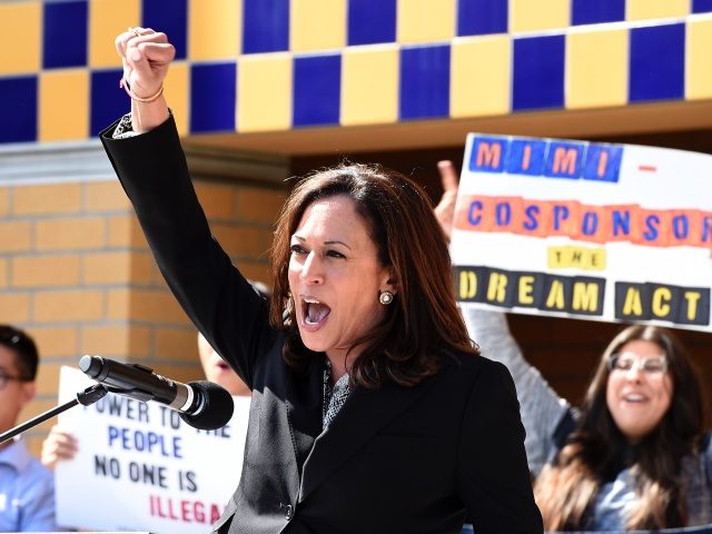 IRVINE, CA - OCTOBER 11: Sen. Kamala Harris (D-CA) attends a Dream Act (Deferred Action for Childhood Arrivals) Rally in the Student Center at University of California Irvine October 11, 2017 In Irvine, California. (Photo by Kevork Djansezian/Getty Images)